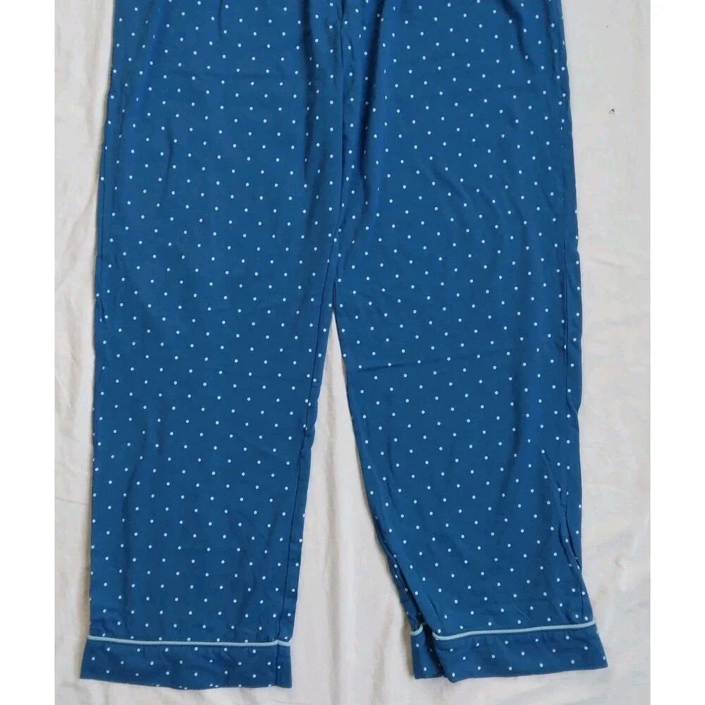 Pajamagram Set Blue Polka Dots Long Sleeve PJs 100% Cotton Women's Size Large